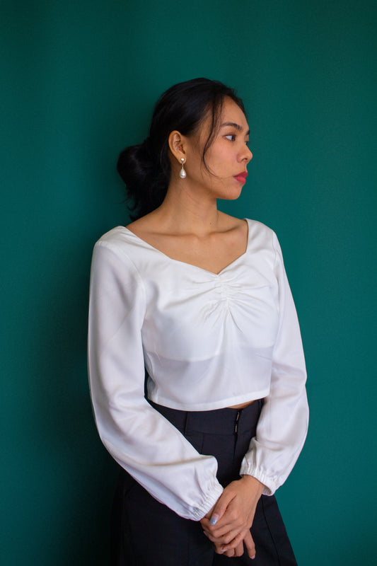 bubble-sleeve-sweetheart-top